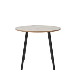 AALST Table d'appoint ronde effet travertin et métal ø55cm