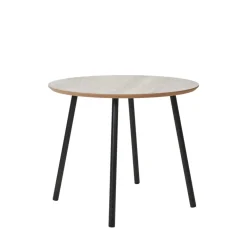 AALST Table d'appoint ronde effet travertin et métal ø55cm
