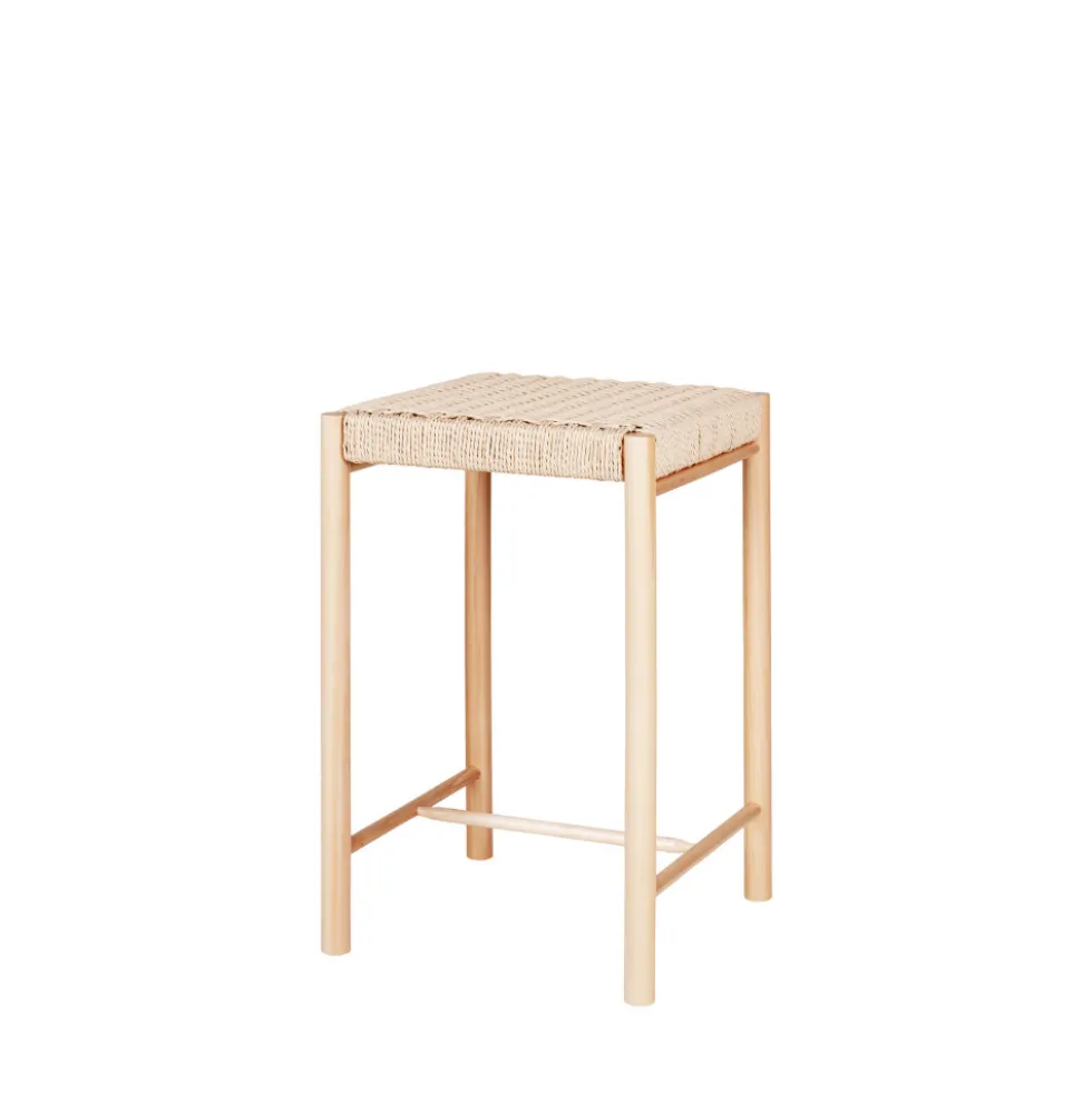 ABANO Tabouret de bar en bois et corde H66,5cm