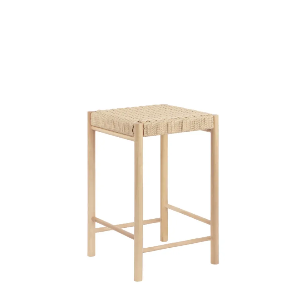 ABANO Tabouret de bar en bois et corde H66,5cm