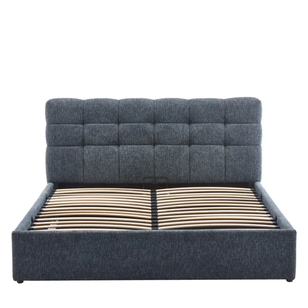 ACARA Lit coffre matelassé en tissu 140x190cm