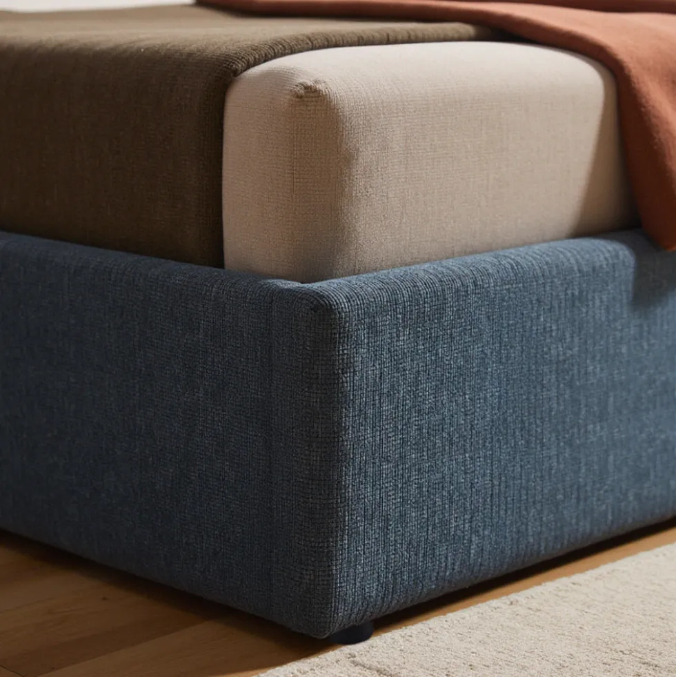ACARA Lit coffre matelassé en tissu 140x190cm