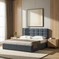 ACARA Lit coffre matelassé en tissu 160x200cm