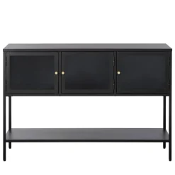 ADARE Buffet 3 portes en verre trempé et métal L132cm