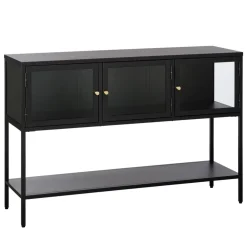 ADARE Buffet 3 portes en verre trempé et métal L132cm