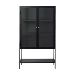 ADARE Buffet haut 2 portes en verre trempé et métal H160cm