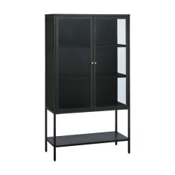 ADARE Buffet haut 2 portes en verre trempé et métal H160cm