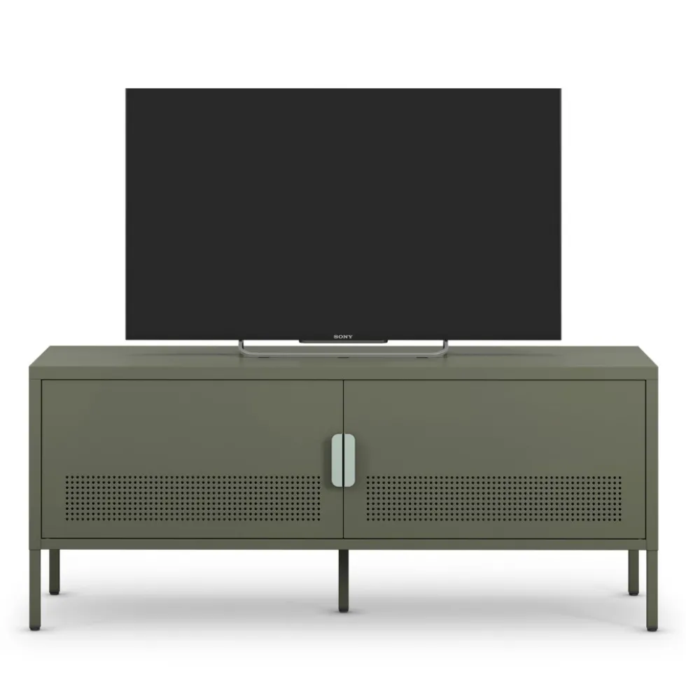 ADEL Meuble TV 2 portes en métal L120cm