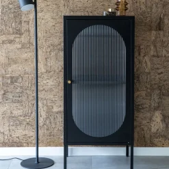 ADELAIDE Petit meuble de rangement en verre et métal H50cm