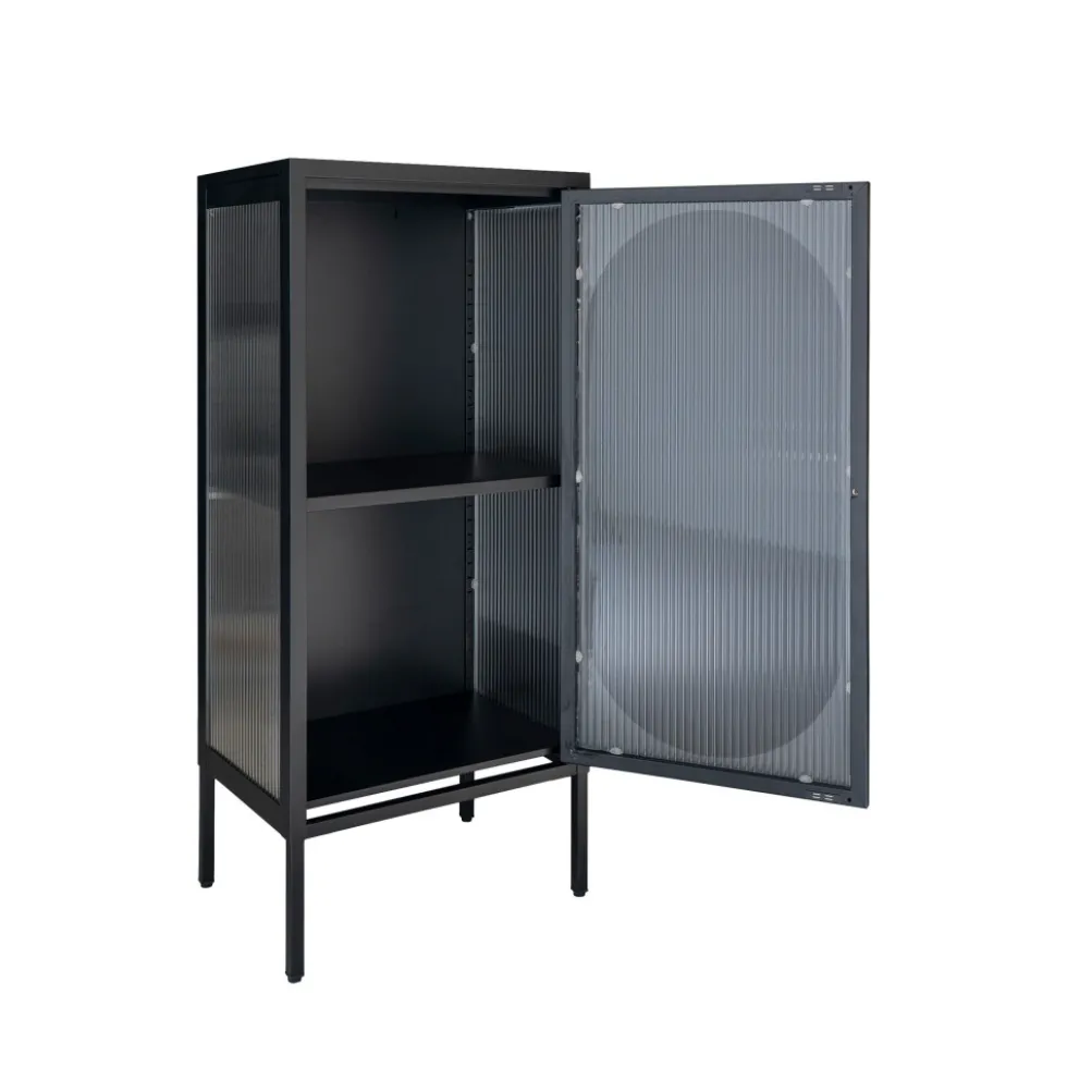 ADELAIDE Petit meuble de rangement en verre et métal H50cm