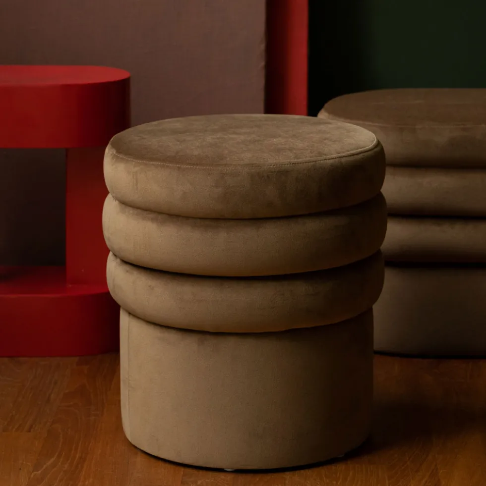 ADITI Tabouret rond en velours ø40cm