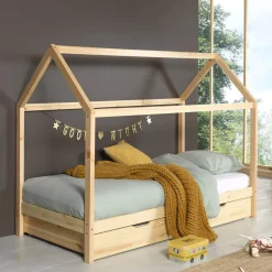 ALAPI Lit enfant cabane 1 tiroir en bois 90x200cm