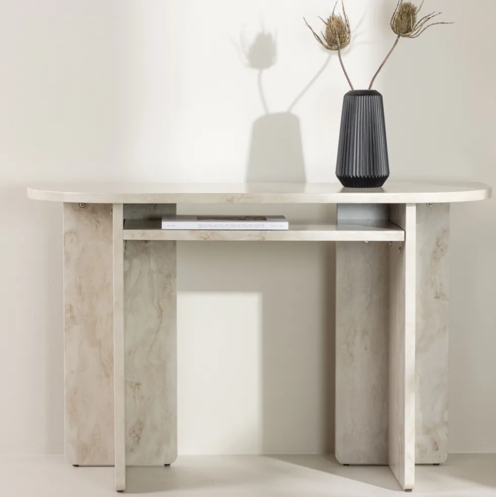 ALESUND Console aux bords arrondis effet marbre L120cm