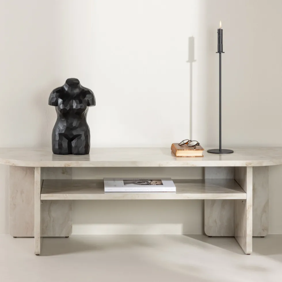 ALESUND Meuble TV effet marbre L140cm