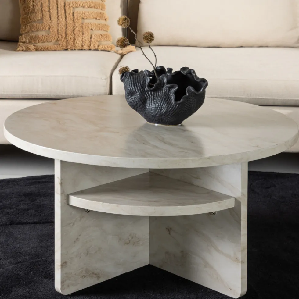 ALESUND Table basse ronde effet marbre ø85cm