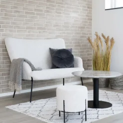 ALFORD Pouf rond en tissu bouclette et métal ø35,5cm