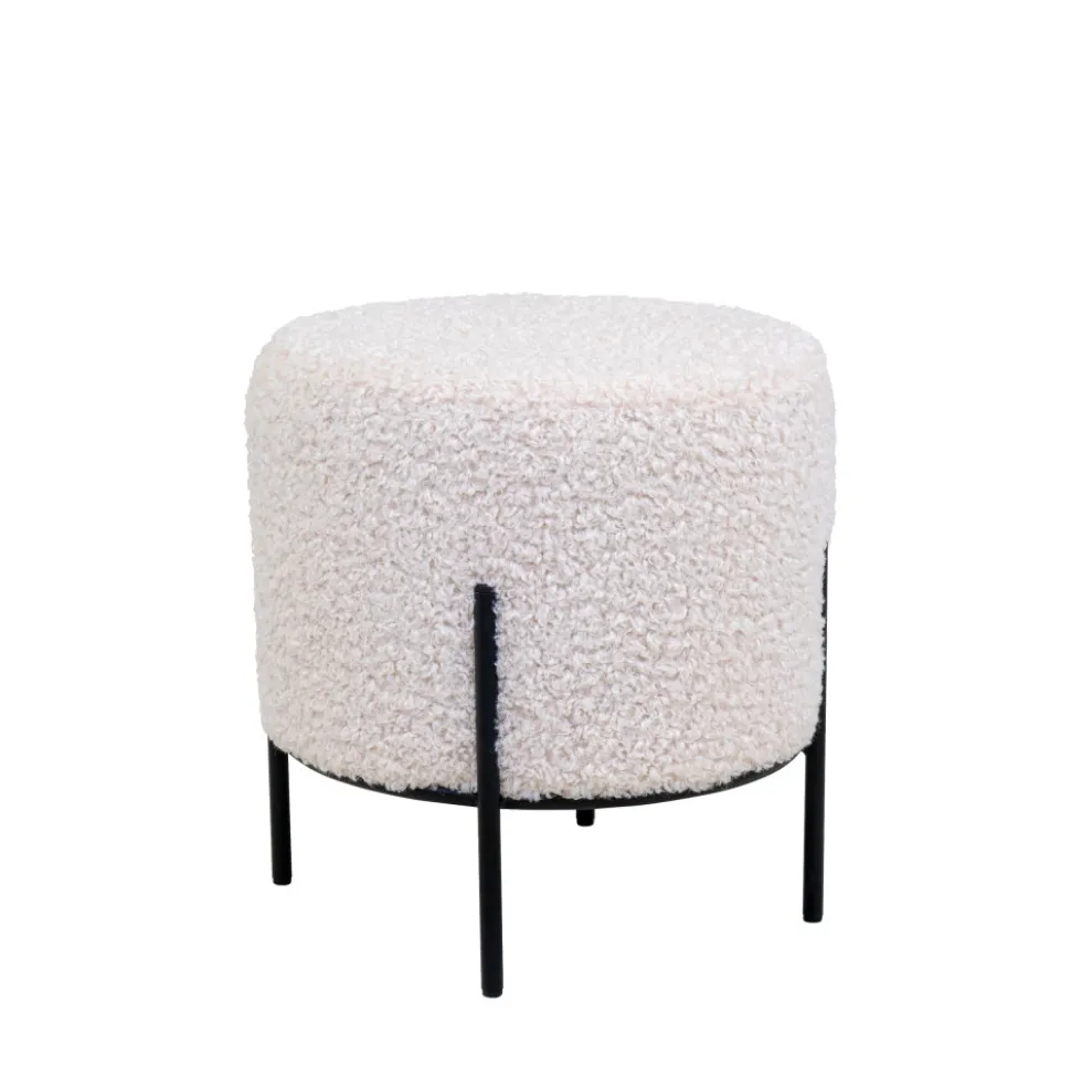 ALFORD Pouf rond en tissu bouclette et métal ø35,5cm