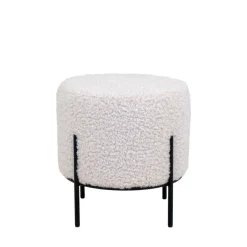 ALFORD Pouf rond en tissu bouclette et métal ø35,5cm