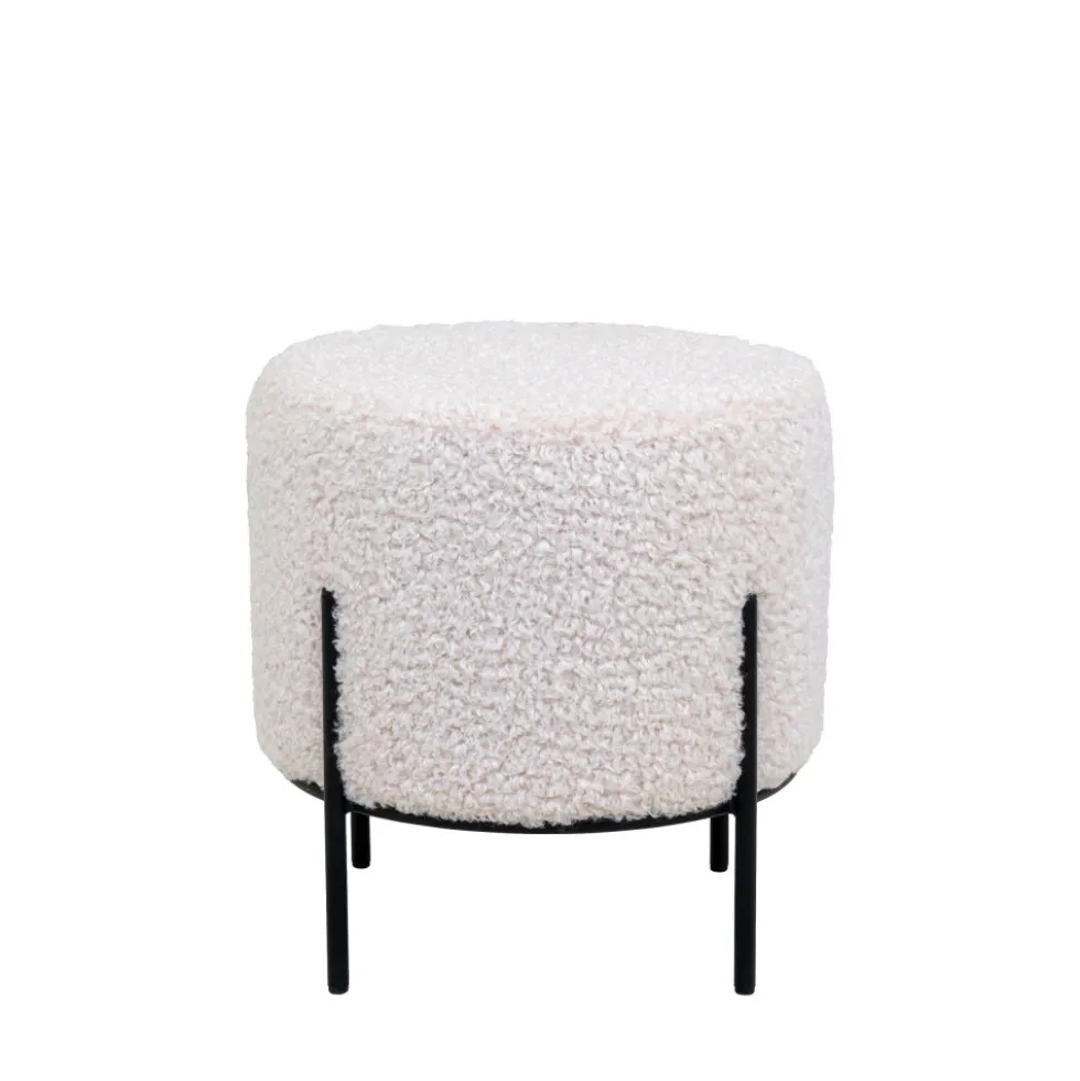 ALFORD Pouf rond en tissu bouclette et métal ø35,5cm
