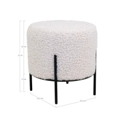 ALFORD Pouf rond en tissu bouclette et métal ø35,5cm