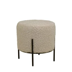 ALFORD Pouf rond en tissu bouclette et métal ø35,5cm
