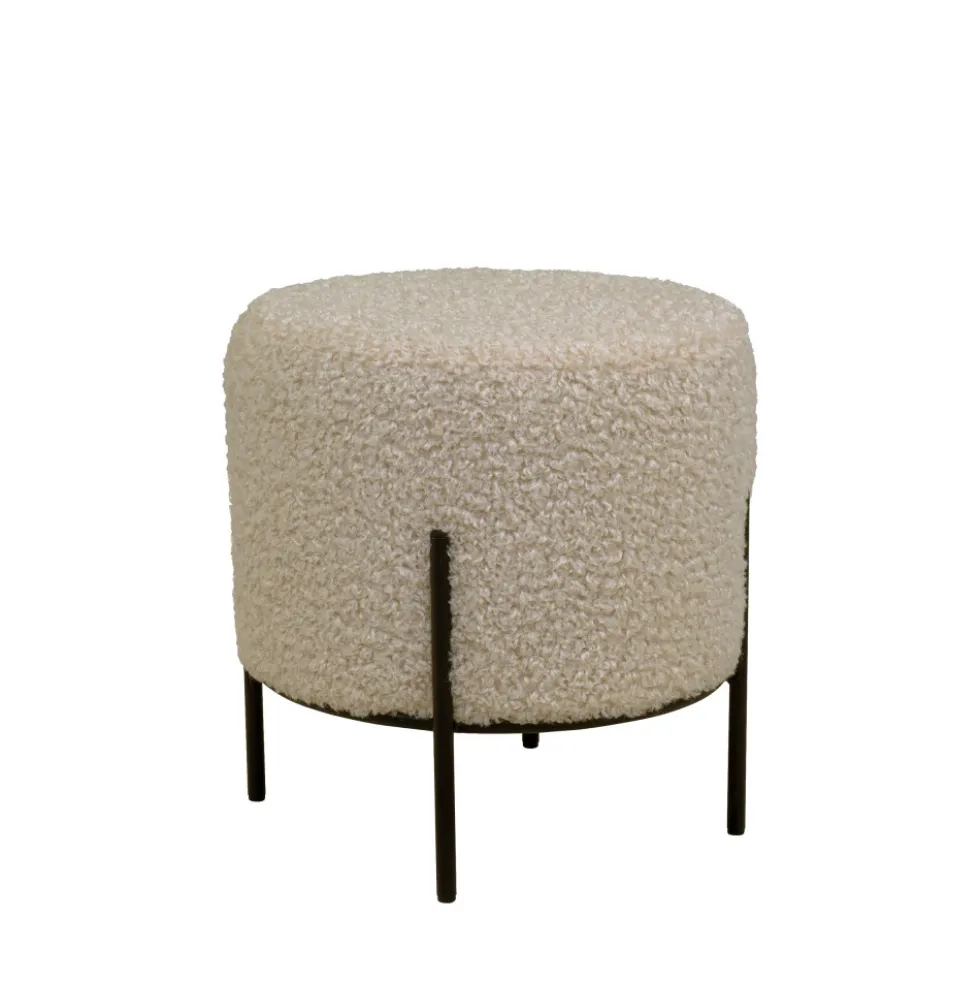 ALFORD Pouf rond en tissu bouclette et métal ø35,5cm