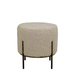 ALFORD Pouf rond en tissu bouclette et métal ø35,5cm