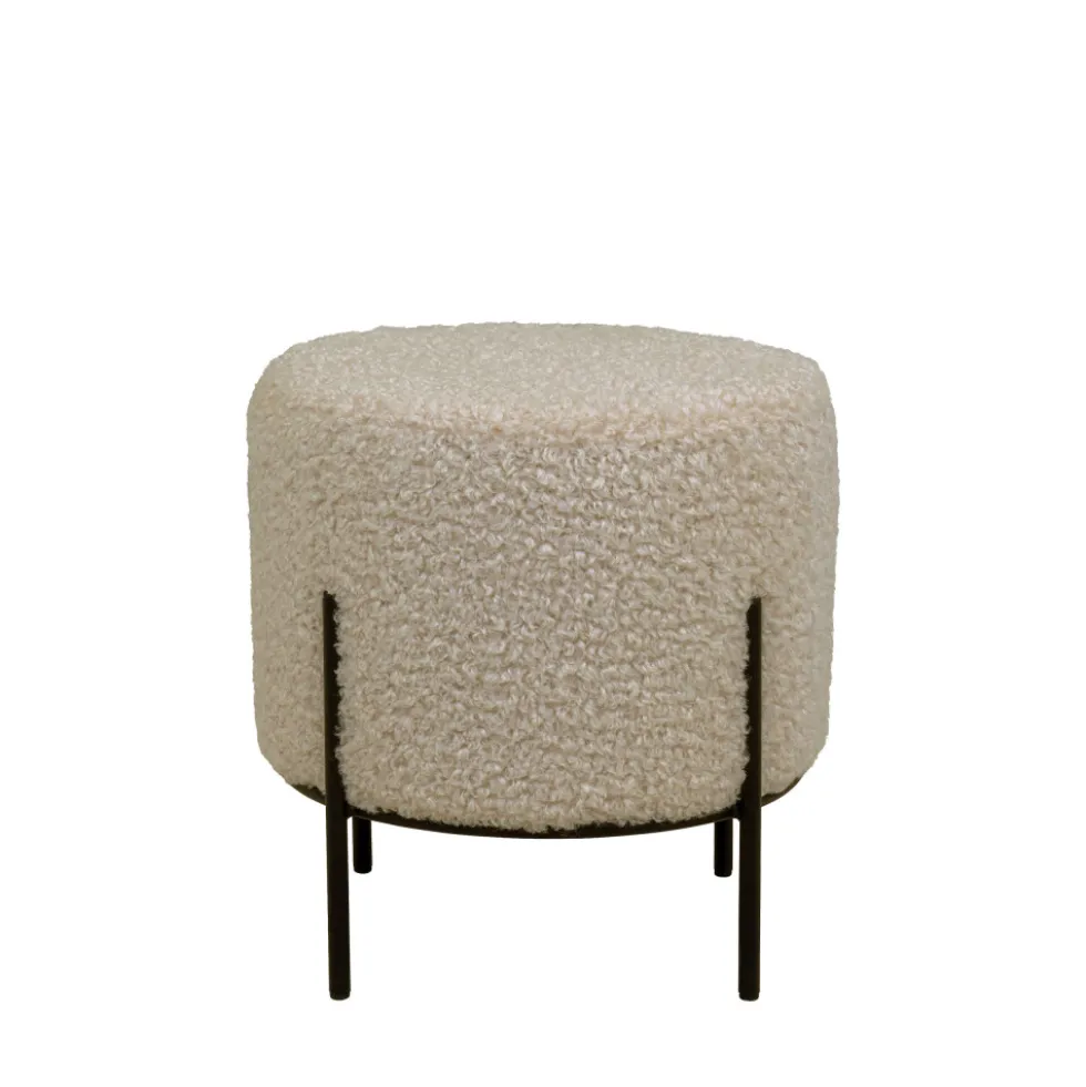 ALFORD Pouf rond en tissu bouclette et métal ø35,5cm
