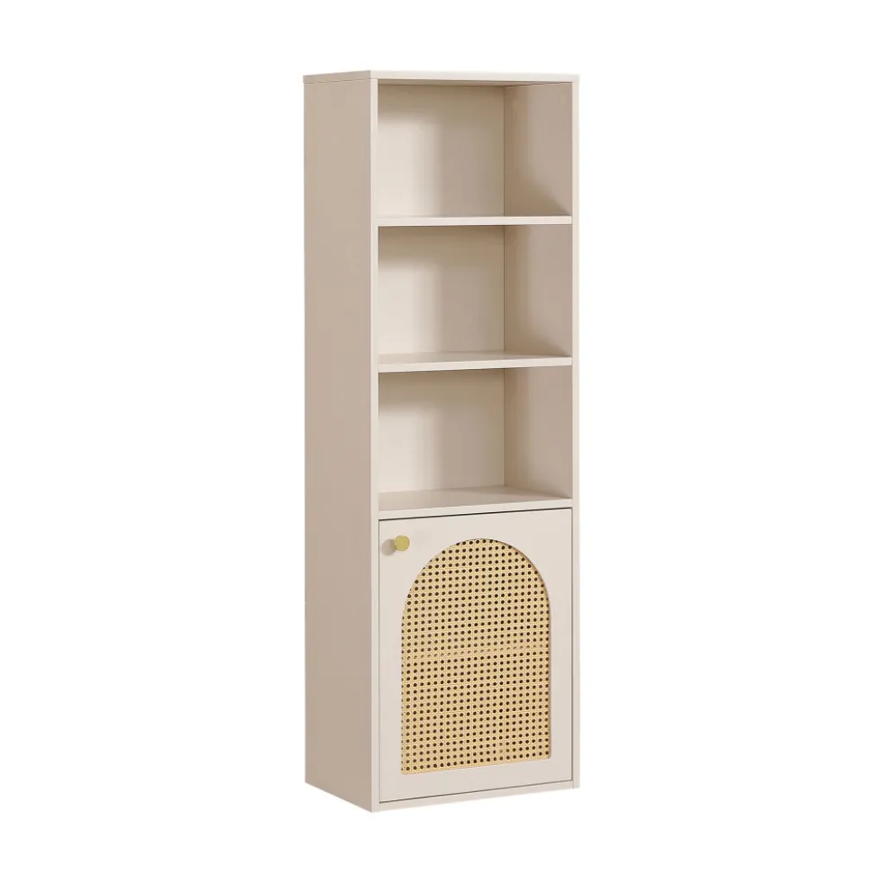 ALI Colonne de rangement suspendue en bois et cannage H135cm