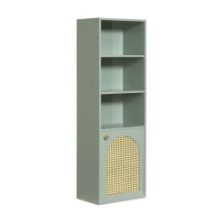 ALI Colonne de rangement suspendue en bois et cannage H135cm