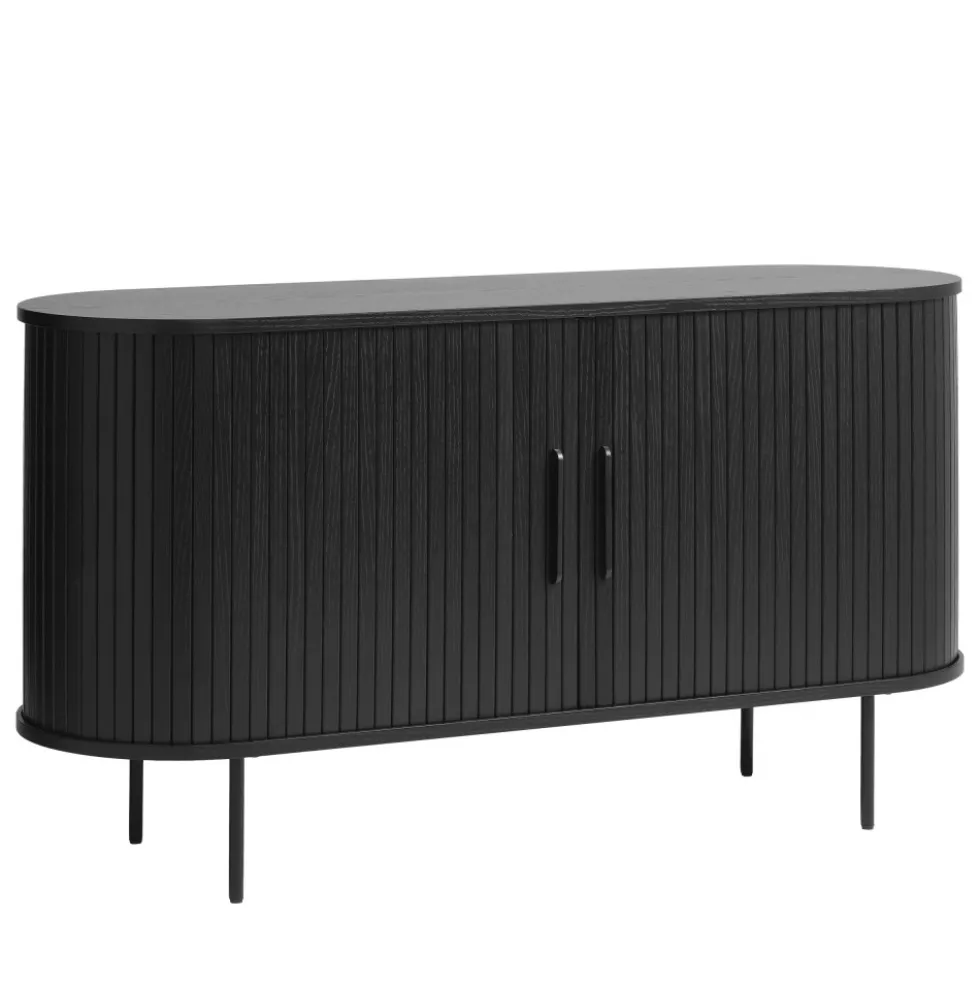 ALICIA Buffet 2 portes aux angles arrondis en bois et métal L140cm