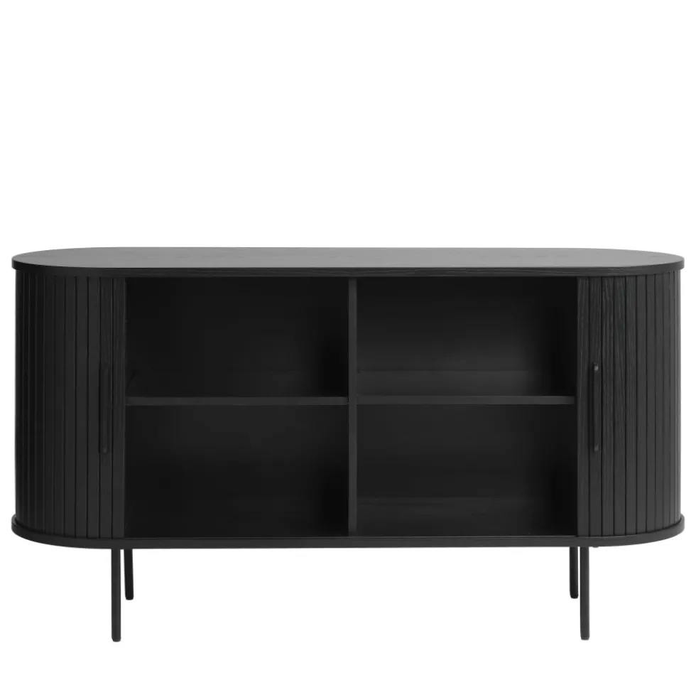 ALICIA Buffet 2 portes aux angles arrondis en bois et métal L140cm