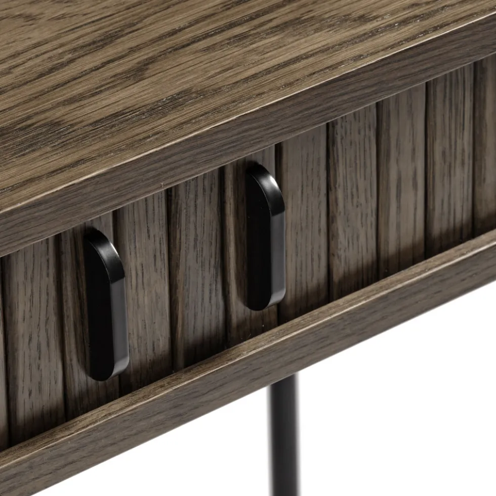 ALICIA Bureau 2 portes aux angles arrondis en bois et métal L120cm