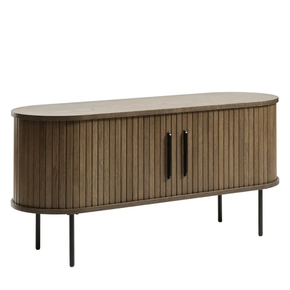 ALICIA Meuble tv 2 portes aux angles arrondis en bois et métal L120cm