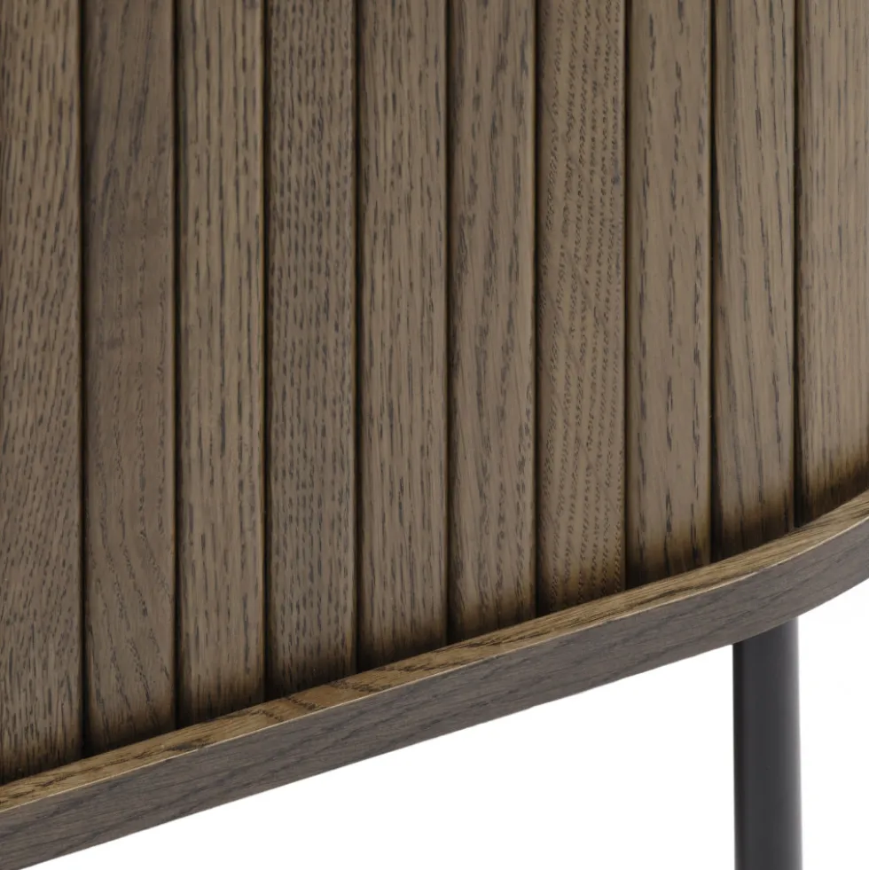 ALICIA Meuble tv 2 portes aux angles arrondis en bois et métal L120cm