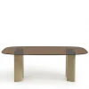 ALTY Table à manger 8 personnes en verre et pieds bois vert