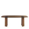ALTY Table à manger 8 personnes en verre et pieds bois terracotta