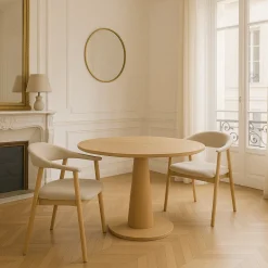 ANABATE Lot de 2 fauteuils de table en tissu et bois