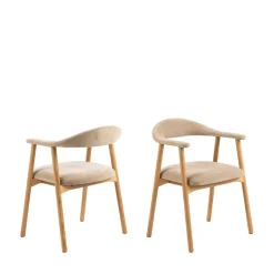 ANABATE Lot de 2 fauteuils de table en tissu et bois