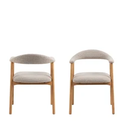 ANABATE Lot de 2 fauteuils de table en tissu et bois