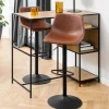 ANARTIA Tabouret de bar réglable en simili et métal H61-83cm