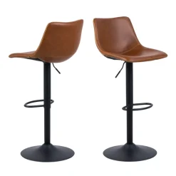 ANARTIA Tabouret de bar réglable en simili et métal H61-83cm