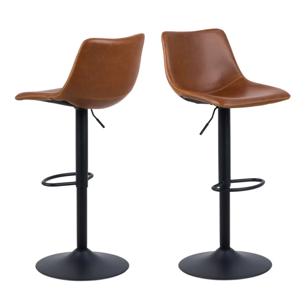 ANARTIA Tabouret de bar réglable en simili et métal H61-83cm