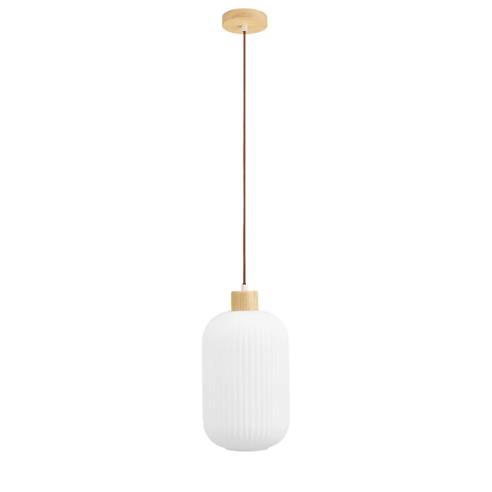 ARGALO Suspension en verre et bois 20x38cm