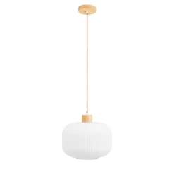 ARGALO Suspension ronde en verre et bois ø30cm