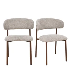 ARIA Lot de 2 chaises en tissu pieds effet bois foncé