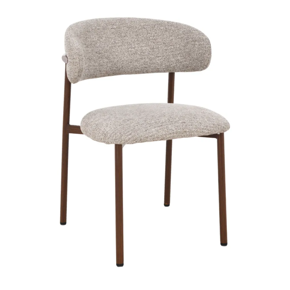 ARIA Lot de 2 chaises en tissu pieds effet bois foncé