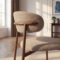 ARIA Lot de 2 chaises en tissu pieds effet bois foncé
