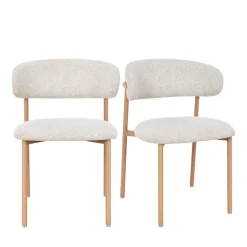 ARIA Lot de 2 chaises en tissu pieds effet bois clair