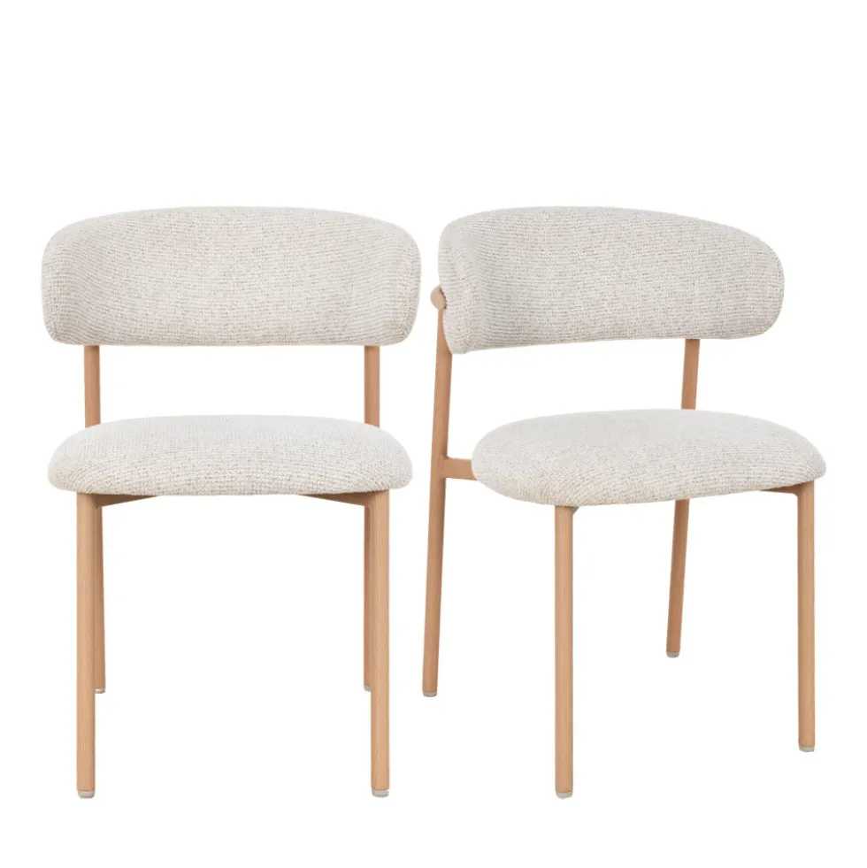 ARIA Lot de 2 chaises en tissu pieds effet bois clair